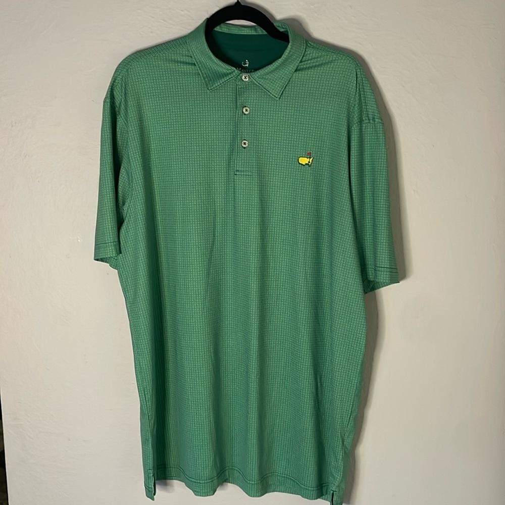 Masters Collection Men’s Short Sleeve Golf Polo in Green Grid Pattern Size L